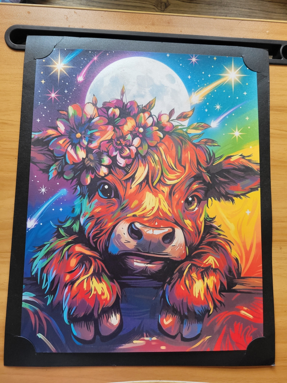 💀NEW💀 Hand Crafted Rainbow Cow Art Print in Multicolor